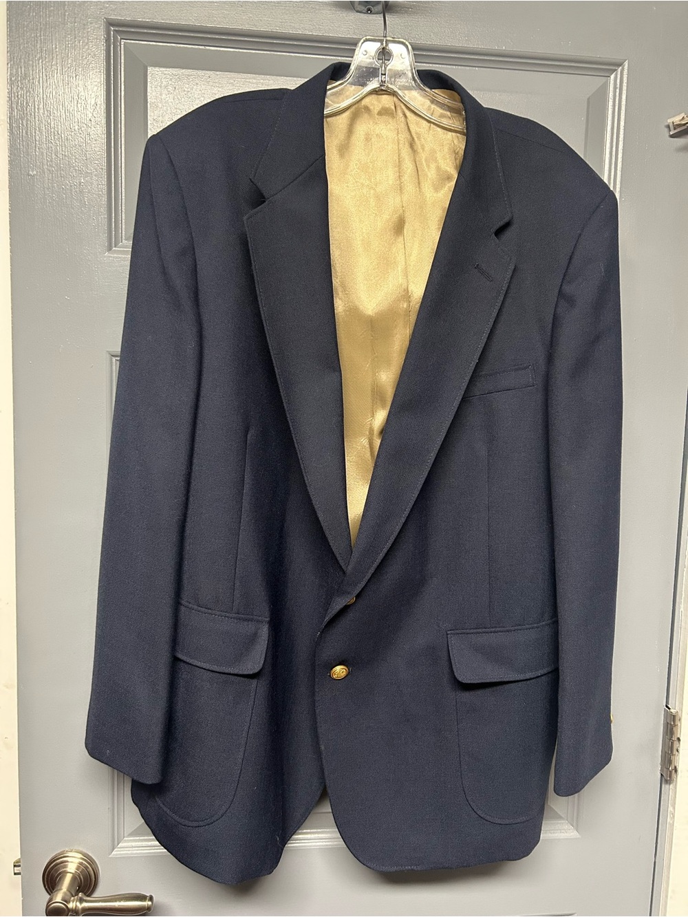 VINTAGE JOHNNY BENCH MVP COLLECTION wool(?) navy blue blazer. Size 48R. EUC